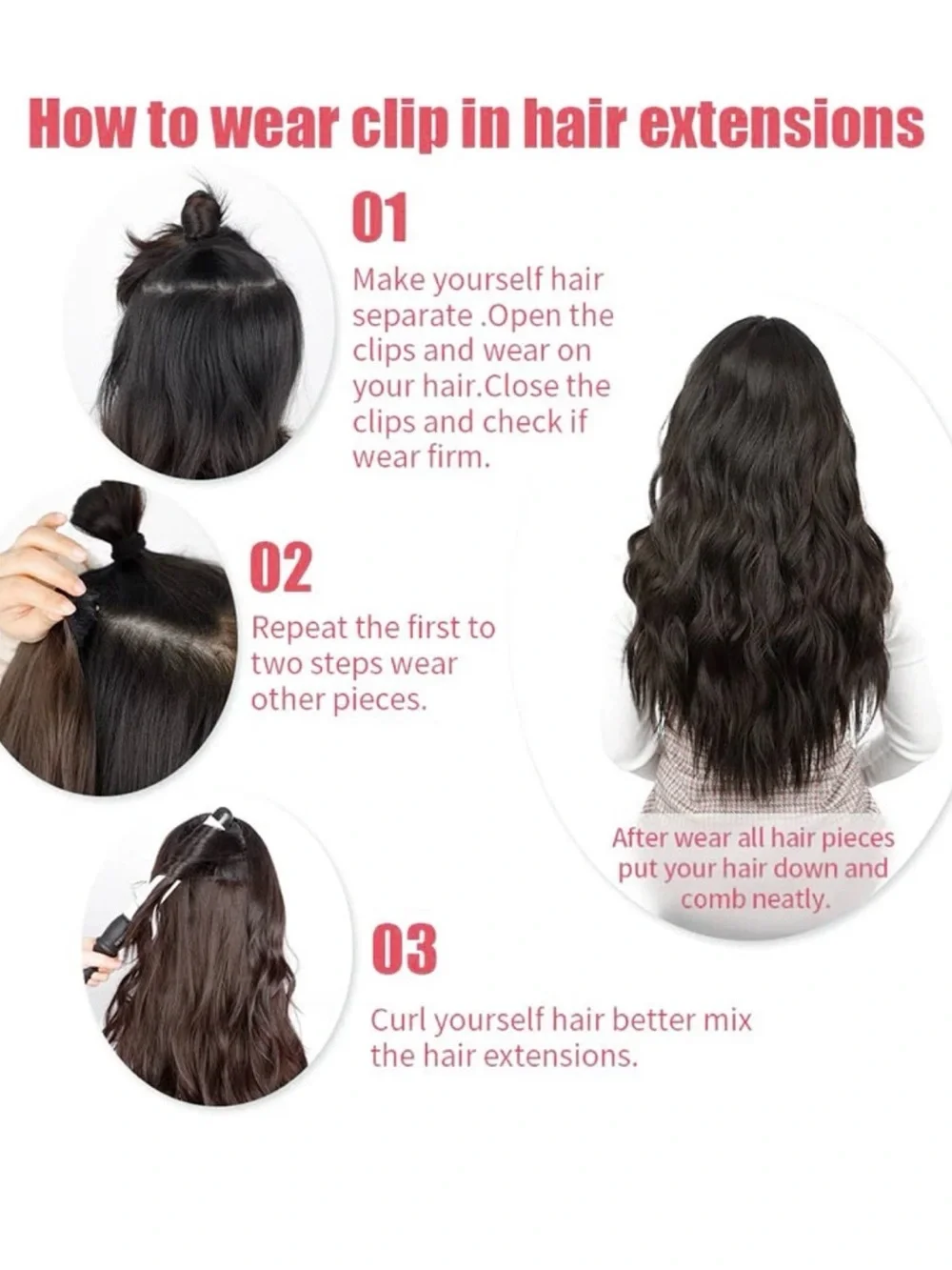21” Wavy Clip-In Hair Extensions Set | 4 Pieces (5” Wide)